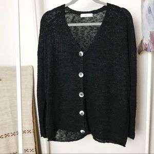 Zara Knit Large Button Long Sleeve Blouse